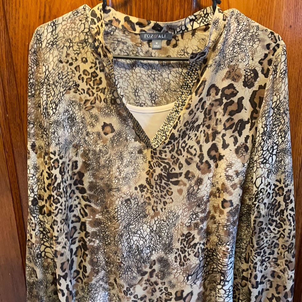 Animal print sheet top with cami insert, perfect for work